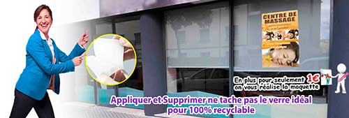 Autocollant lectrostatique publicitaire en promotion.